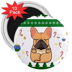 French Bulldog T- Shirt Cute French Bulldog Christmas T- Shirt (1) 3  Magnets (10 Pack)  by ZUXUMI