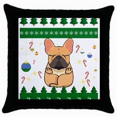 French Bulldog T- Shirt Cute French Bulldog Christmas T- Shirt (1) Throw Pillow Case (black) by ZUXUMI