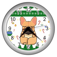 French Bulldog T- Shirt Cute French Bulldog Christmas T- Shirt (1) Wall Clock (silver) by ZUXUMI