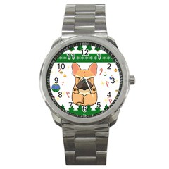 French Bulldog T- Shirt Cute French Bulldog Christmas T- Shirt (1) Sport Metal Watch