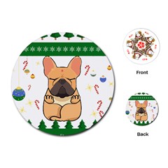 French Bulldog T- Shirt Cute French Bulldog Christmas T- Shirt (1) Playing Cards Single Design (round) by ZUXUMI