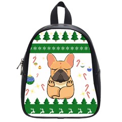 French Bulldog T- Shirt Cute French Bulldog Christmas T- Shirt (1) School Bag (small) by ZUXUMI