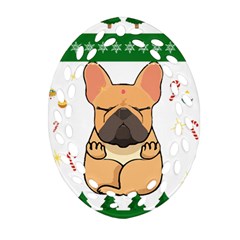 French Bulldog T- Shirt Cute French Bulldog Christmas T- Shirt (1) Ornament (oval Filigree)