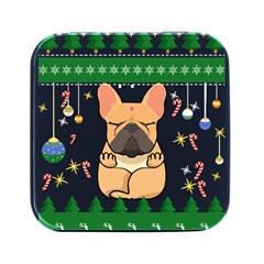 French Bulldog T- Shirt Cute French Bulldog Christmas T- Shirt (1) Square Metal Box (black) by ZUXUMI