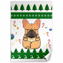 French Bulldog T- Shirt Cute French Bulldog Christmas T- Shirt Canvas 12  X 18  by ZUXUMI