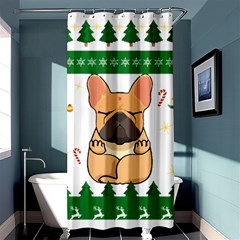 French Bulldog T- Shirt Cute French Bulldog Christmas T- Shirt Shower Curtain 36  X 72  (stall)  by ZUXUMI