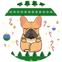 French Bulldog T- Shirt Cute French Bulldog Christmas T- Shirt Wooden Puzzle Round by ZUXUMI