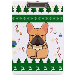 French Bulldog T- Shirt Cute French Bulldog Christmas T- Shirt A4 Acrylic Clipboard by ZUXUMI