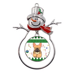 French Bulldog T- Shirt Cute French Bulldog Christmas T- Shirt Metal Snowman Ornament by ZUXUMI