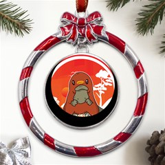 Platypus T-shirtplatypus Young T-shirt Metal Red Ribbon Round Ornament by EnriqueJohnson