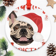 French Bulldog T- Shirt French Bulldog Merry Christmas T- Shirt (1) Ornament (round) by ZUXUMI