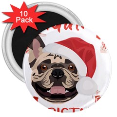 French Bulldog T- Shirt French Bulldog Merry Christmas T- Shirt (1) 3  Magnets (10 Pack)  by ZUXUMI