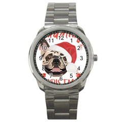 French Bulldog T- Shirt French Bulldog Merry Christmas T- Shirt (1) Sport Metal Watch