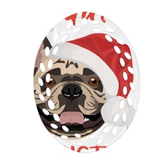 French Bulldog T- Shirt French Bulldog Merry Christmas T- Shirt (1) Ornament (oval Filigree)