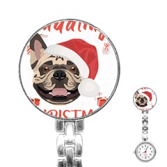 French Bulldog T- Shirt French Bulldog Merry Christmas T- Shirt (1) Stainless Steel Nurses Watch by ZUXUMI