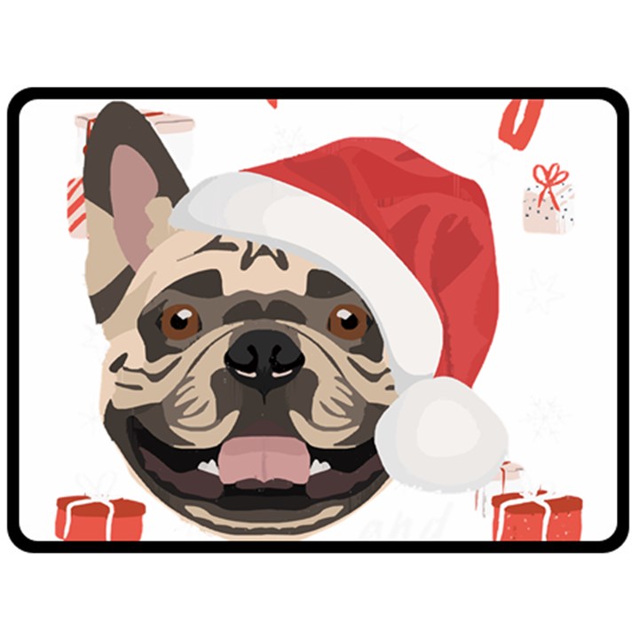 French Bulldog T- Shirt French Bulldog Merry Christmas T- Shirt (1) Two Sides Fleece Blanket (Large)