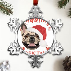 French Bulldog T- Shirt French Bulldog Merry Christmas T- Shirt (1) Metal Small Snowflake Ornament by ZUXUMI