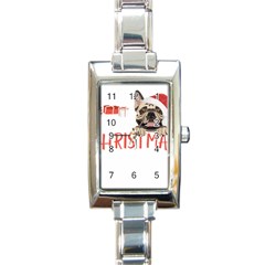 French Bulldog T- Shirt French Bulldog Merry Christmas T- Shirt (2) Rectangle Italian Charm Watch by ZUXUMI