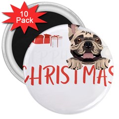 French Bulldog T- Shirt French Bulldog Merry Christmas T- Shirt (2) 3  Magnets (10 Pack)  by ZUXUMI