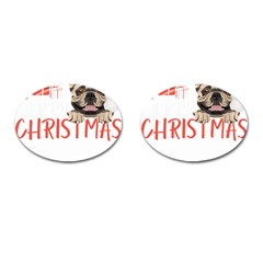 French Bulldog T- Shirt French Bulldog Merry Christmas T- Shirt (2) Cufflinks (oval) by ZUXUMI