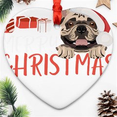 French Bulldog T- Shirt French Bulldog Merry Christmas T- Shirt (2) Heart Ornament (two Sides) by ZUXUMI