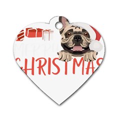 French Bulldog T- Shirt French Bulldog Merry Christmas T- Shirt (2) Dog Tag Heart (one Side) by ZUXUMI