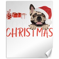 French Bulldog T- Shirt French Bulldog Merry Christmas T- Shirt (2) Canvas 11  X 14  by ZUXUMI