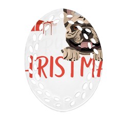 French Bulldog T- Shirt French Bulldog Merry Christmas T- Shirt (2) Ornament (oval Filigree)