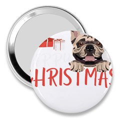 French Bulldog T- Shirt French Bulldog Merry Christmas T- Shirt (2) 3  Handbag Mirrors by ZUXUMI