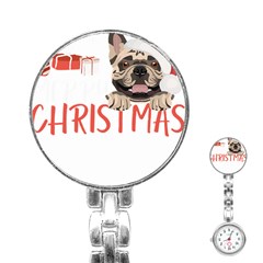 French Bulldog T- Shirt French Bulldog Merry Christmas T- Shirt (2) Stainless Steel Nurses Watch by ZUXUMI