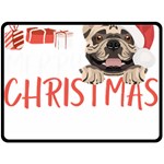 French Bulldog T- Shirt French Bulldog Merry Christmas T- Shirt (2) Two Sides Fleece Blanket (Large) 80 x60  Blanket Front