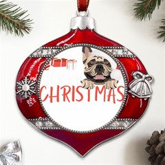 French Bulldog T- Shirt French Bulldog Merry Christmas T- Shirt (2) Metal Snowflake And Bell Red Ornament by ZUXUMI