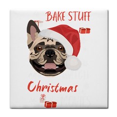 French Bulldog T- Shirt French Bulldog Merry Christmas T- Shirt Tile Coaster by ZUXUMI