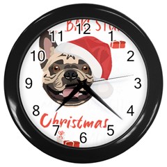 French Bulldog T- Shirt French Bulldog Merry Christmas T- Shirt Wall Clock (black) by ZUXUMI