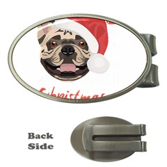 French Bulldog T- Shirt French Bulldog Merry Christmas T- Shirt Money Clips (oval)  by ZUXUMI