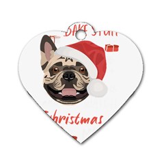 French Bulldog T- Shirt French Bulldog Merry Christmas T- Shirt Dog Tag Heart (two Sides) by ZUXUMI