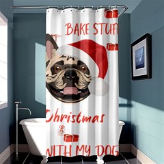 French Bulldog T- Shirt French Bulldog Merry Christmas T- Shirt Shower Curtain 36  X 72  (stall)  by ZUXUMI