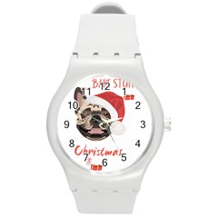 French Bulldog T- Shirt French Bulldog Merry Christmas T- Shirt Round Plastic Sport Watch (m) by ZUXUMI