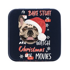 French Bulldog T- Shirt French Bulldog Merry Christmas T- Shirt Square Metal Box (black)