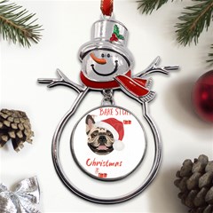 French Bulldog T- Shirt French Bulldog Merry Christmas T- Shirt Metal Snowman Ornament by ZUXUMI