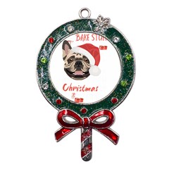 French Bulldog T- Shirt French Bulldog Merry Christmas T- Shirt Metal X mas Lollipop With Crystal Ornament