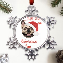 French Bulldog T- Shirt French Bulldog Merry Christmas T- Shirt Metal Large Snowflake Ornament by ZUXUMI