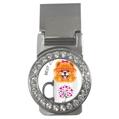 Pomeranian Dog T-shirtcute Pomeranian Dog Peeking Out Of A Mug T-shirt Money Clips (cz)  by EnriqueJohnson