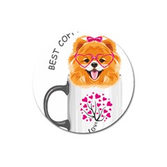 Pomeranian Dog T-shirtcute Pomeranian Dog Peeking Out Of A Mug T-shirt Magnet 3  (round) by EnriqueJohnson