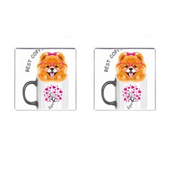 Pomeranian Dog T-shirtcute Pomeranian Dog Peeking Out Of A Mug T-shirt Cufflinks (square) by EnriqueJohnson