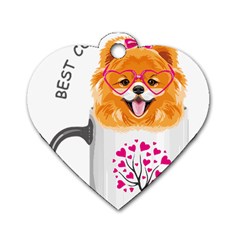 Pomeranian Dog T-shirtcute Pomeranian Dog Peeking Out Of A Mug T-shirt Dog Tag Heart (two Sides) by EnriqueJohnson