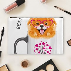 Pomeranian Dog T-shirtcute Pomeranian Dog Peeking Out Of A Mug T-shirt Cosmetic Bag (large) by EnriqueJohnson