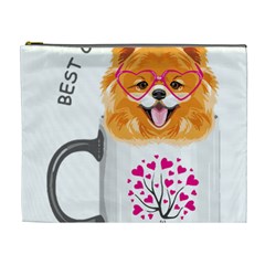 Pomeranian Dog T-shirtcute Pomeranian Dog Peeking Out Of A Mug T-shirt Cosmetic Bag (xl) by EnriqueJohnson