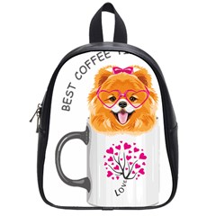 Pomeranian Dog T-shirtcute Pomeranian Dog Peeking Out Of A Mug T-shirt School Bag (small) by EnriqueJohnson