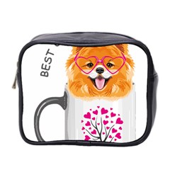 Pomeranian Dog T-shirtcute Pomeranian Dog Peeking Out Of A Mug T-shirt Mini Toiletries Bag (two Sides) by EnriqueJohnson